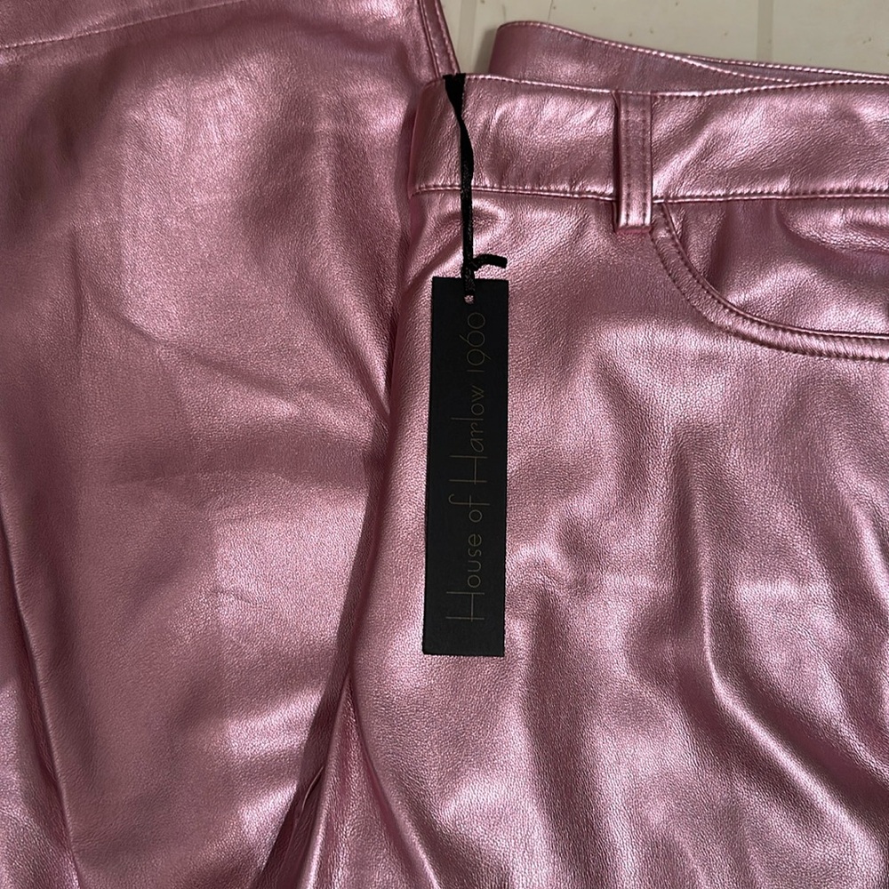 House of Harlow 1960 Pink Metallic Faux Leather Pants Women's Size 6